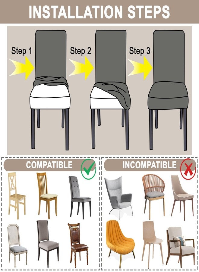 Stlemiko Dining Chair Covers Stretch Seat Covers for Dining Room Chairs Covers Set of 4 Kitchen Chair Slipcover for Home, Hotel, Banquet(Light Coffee,4Pcs-Large) - Image 3